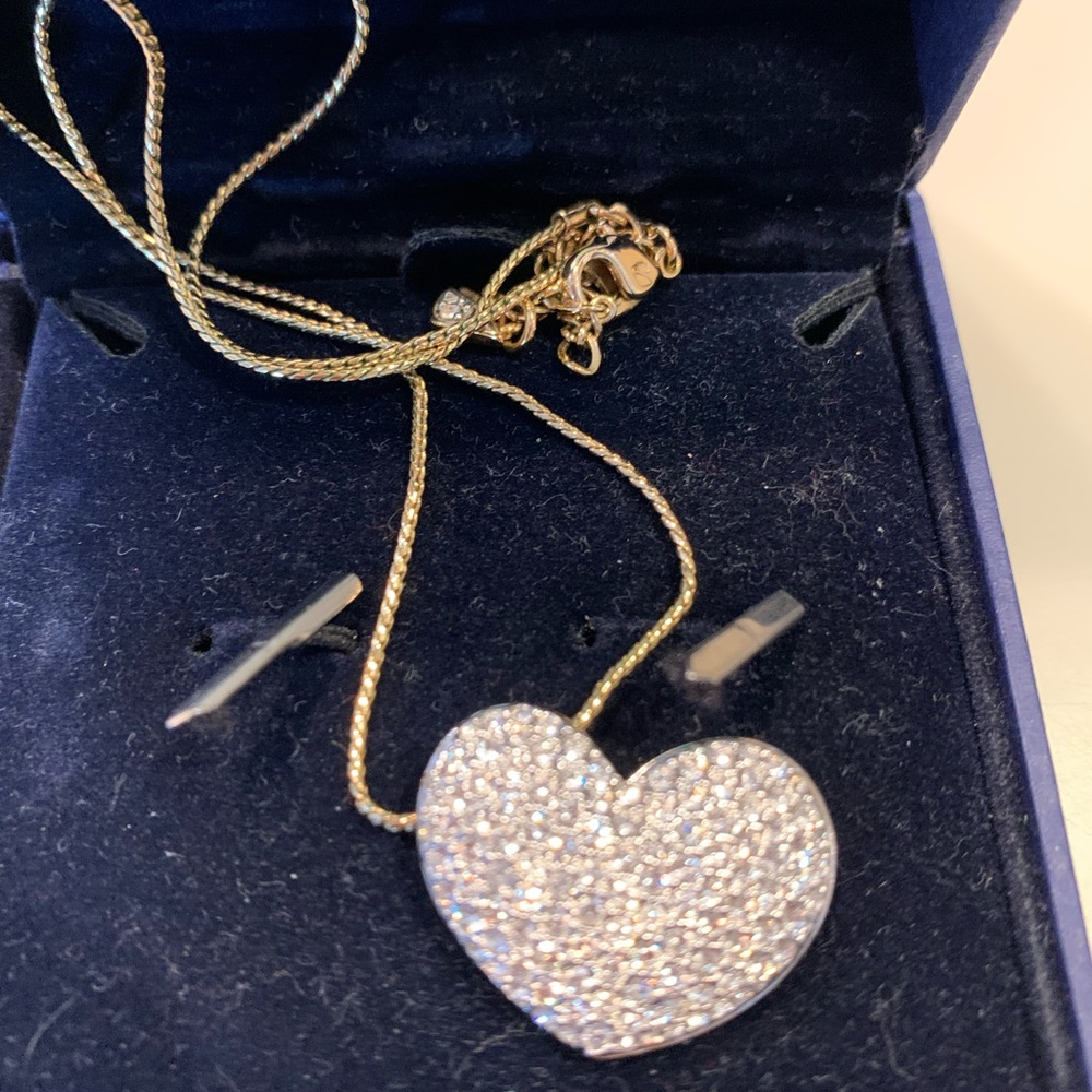 Swarovski floating heart pave necklace